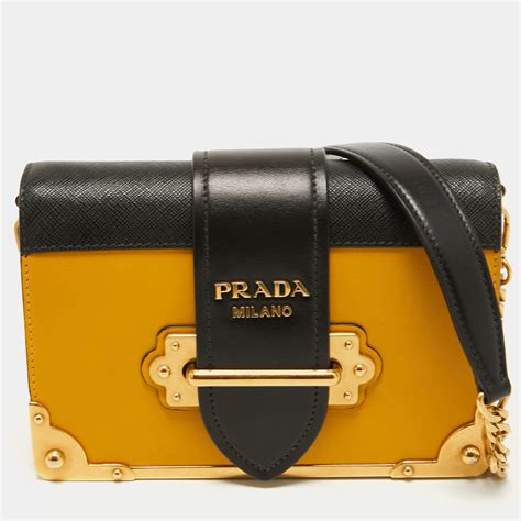 prada handbags yellow|Prada cahier leather bag.